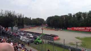 The view from Grandstand 15 inside Variante Ascari at Monza 2014 Italian Formula 1 Grand Prix [upl. by Abihsat]