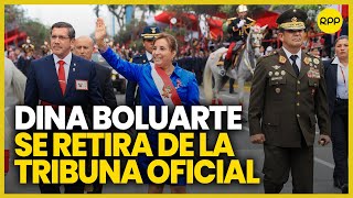 Gran Parada y Desfile Cívico Militar así fue el retiro de Dina Boluarte de la Tribuna Oficial [upl. by Ellienad95]