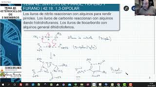 TEMA 42 SÍNTESIS DE PIRROL TIOFENO Y FURANO  4218 REACCIÓN 13DIPOLAR [upl. by Hafler]