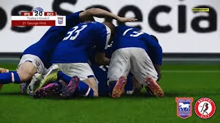 Ipswich Town vs Bristol City Highlights  EFL Championship 2324  PES 21 [upl. by Attenal291]