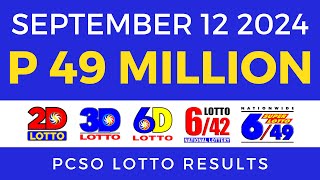 Lotto Result Today 9pm September 12 2024  PCSO Complete [upl. by Jackson]