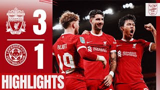 HIGHLIGHTS Gakpo goal Szoboszlai SCREAMER amp Jota backheel in Carabao Cup  Liverpool 31 Leicester [upl. by Rumpf]