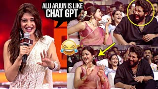 Sreeleela Funny Comments On Allu Arjun At Pushpa 2 The Rule Pre Release Event  Rashmika Mandanna [upl. by Neelyad]