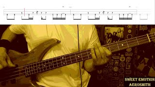 Sweet Emotion by Aerosmith  Bass Cover with Tabs PlayAlong [upl. by Emiolhs]