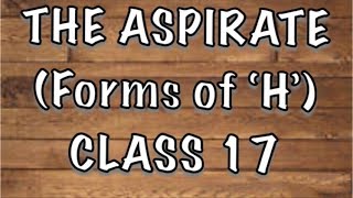 The Aspirate  Different forms of quotHquot  CLASS 17 [upl. by Aneleh]