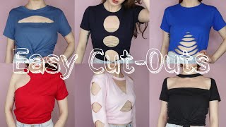 6 Easy DIY CutOut Shirts No Sewing No Glue Upcycle [upl. by Ahseret]