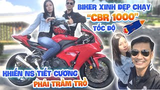 Nghệ Sĩ Tiết Cương vô tình gặp được nữ biker chạy “CBR1000” đi trên đường bắt vô review luôn [upl. by Lithea649]