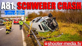 🚁 Rettungshubschrauber auf A81 🚁  🚒 Schwerer Crash mit VWBus 🚒  2 Verletzte [upl. by Adiela]