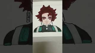 Easy Kamado Tanjiro Drawing demonslayer anime [upl. by Nylg]