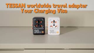 Solution for global charging🌎🔌TESSAN worldwide travel adapter — Your Charging Visa😉 [upl. by Lusar634]