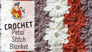 Crochet Petal Stitch Blanket  Beginner Friendly Tutorial [upl. by Bilat]