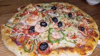 pizza fruits de mer 🦐🦑بيتزا فواكه البحر و التونة رائعة مع اسرار نجاح العجين 🍕 [upl. by Applegate]