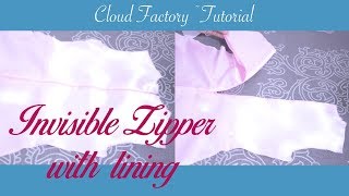 Invisible zipper with lining  Tutorial  Cloud Factory [upl. by Robertson]