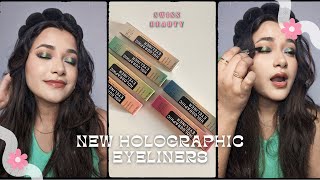 NEW Swiss beauty Holographic eyeliners Swatches amp Review swissbeauty holographics [upl. by Adniroc]