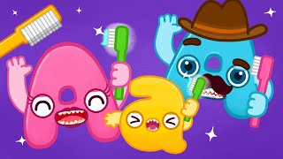 Brush Brush Brush your teeth song for kindergarten alphabet A family nursery rhymes [upl. by Aiden]