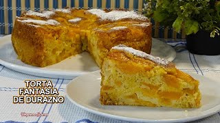 TORTA FANTASIA DE DURAZNO MUY FÁCIL Y ES MUY SABROSA [upl. by Ahsinirt569]