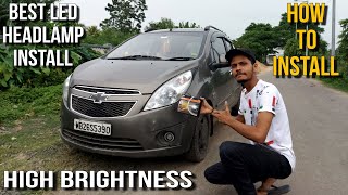 OSRAM LED Headlamp Installation in Chevrolet Beat  How To Install LED Headlamp For All Car [upl. by Aneertak]