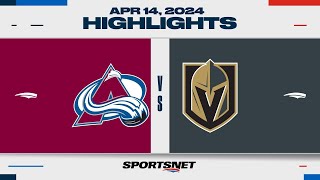 NHL Highlights  Avalanche vs Golden Knights  April 14 2024 [upl. by Ayocat]