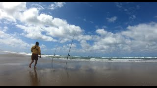 Anglesea Surf Fishing Catching Australian Salmon and Flathead [upl. by Lyrradal]