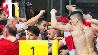 Euro 2024 violence Turkey and Georgia fans clash in Germany [upl. by Finegan607]