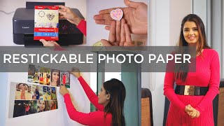 Create your own photo wall with Canon restickable photo paper [upl. by Yelrak]