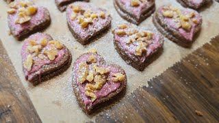 Walnuss Feigen Herzen 🩷 Walnut fig cookies with Ruby chocolate [upl. by Etnwahs]