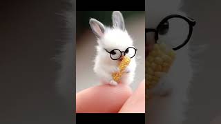 Little white rabbit eats corn whiterabbit rabbit eating animals [upl. by Tynan]