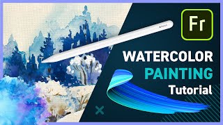 Watercolor Painting with Adobe Fresco  Cabin in the Woods [upl. by Noiztneb]