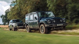 The big boxy 4x4 test Land Rover Defender vs Ineos Grenadier [upl. by Doloritas]