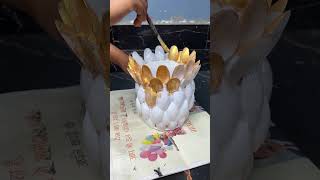 Golden Flower Vase Craft using Plastic Spoons short reel viral youtubeshort trending recycling [upl. by Annoerb]