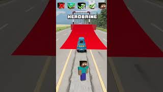 NOOB vs PRO vs HACKER vs HEROBRINE Car jump challenge 😎🚗 shorts beamngdrive [upl. by Daggett]