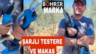 BÖHRER 2li Set 58vf Şarjlı Çift Akülü Budama Makası Ve Testere Makinesi Şarjlı budama ve Testere [upl. by Gavra]