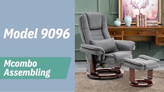 Mcombo Recliner Model 9096 Assembly  Accent Chair Recliner w Ottoman Massage 360 Degree Swivel [upl. by Davilman]