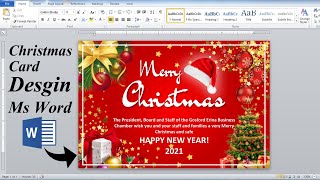 Word Tutorial Merry Christmas Card Design in Ms word  Ms word Design [upl. by Clellan]