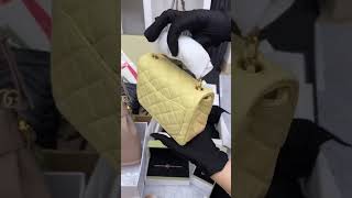 Unboxing Chanel Lambskin Quilted Mini Pearl Crush Flap Yellow bag freefire [upl. by Stanhope681]