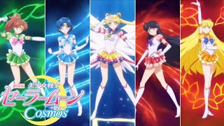 1080p Inner Sailor Guardians Group Transformation Pretty Guardian Sailor Moon Cosmos [upl. by Oika]