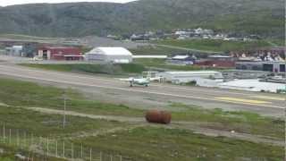 Wideroe AirlinesLanding Hammerfest Airport Norway DASH8 [upl. by Annaohj962]