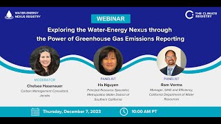 Webinar Exploring the WaterEnergy Nexus Through the Power of Greenhouse Gas Emissions Reporting [upl. by Milak]