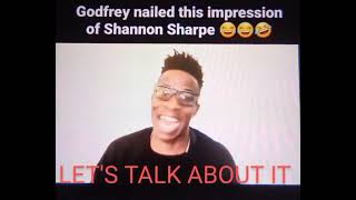 GODFREY IMPRESSIONS OF SHANNON SHARPE HOW DID HE DO THE STEVE HARVEY IMPRESSION WAS SPOT ON [upl. by Ahsotan365]