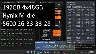 Decent 192GB5600 DDR5 memory overclocking 4x48GB Hynix Mdie on AM5 7950X3D [upl. by Lehet106]