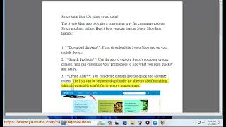 Sysco shop lists 101 shop sysco com [upl. by Essined]