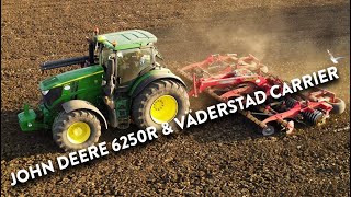 4Kᵁᴴᴰ Sept 2024 John Deere 6250R amp Väderstad Carrier 650 ripping OSR stubble in Peasenhall Suffolk [upl. by Hildegaard]