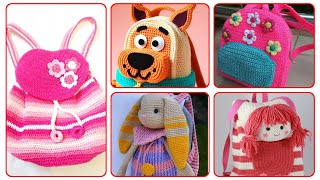 diy best crochet school bag design ideassimple and easy handmade crochet school bag 🛍️ design [upl. by Croom42]