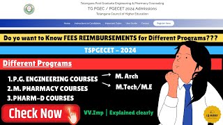 Fees Reimbursement for different programs under tspgecet2024 is Explained clearly Check it now ✅✅✅ [upl. by Anairotciv]