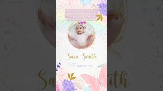 Sweet Baby girls video Invitations 💜 Pick Your Fave 👶✨ videoinvitation 1stbirthday babygirl [upl. by Sandler321]