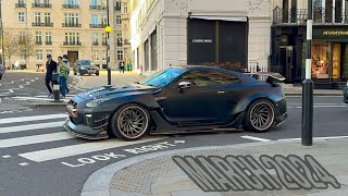 SUPERCARS in LONDON March 2024  Crazy accelerations Revs and Pops with Kream developments GTR [upl. by Sucramed]