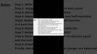 Rules to balance equation by half reaction method shorts chemistry [upl. by Gabbie]