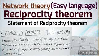 Reciprocity theorem statement of Reciprocity theoremEasy languageNetwork theorey [upl. by Marshal853]