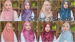 8 Shawl Tutorials  Labuh Depan Belakang [upl. by Onitnerolf]