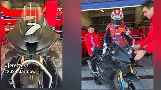 First ride  Iker lecuona with new 2024 CBR Firebladewinter test Jerez [upl. by Nottirb]